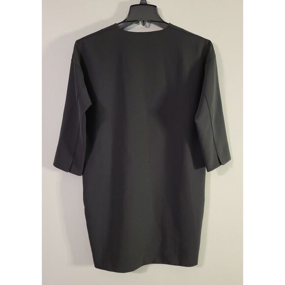 Vince Women Seamed Front-Zip Black Cocoon Crepe Tapered Shift Dress Size S - Picture 7 of 7